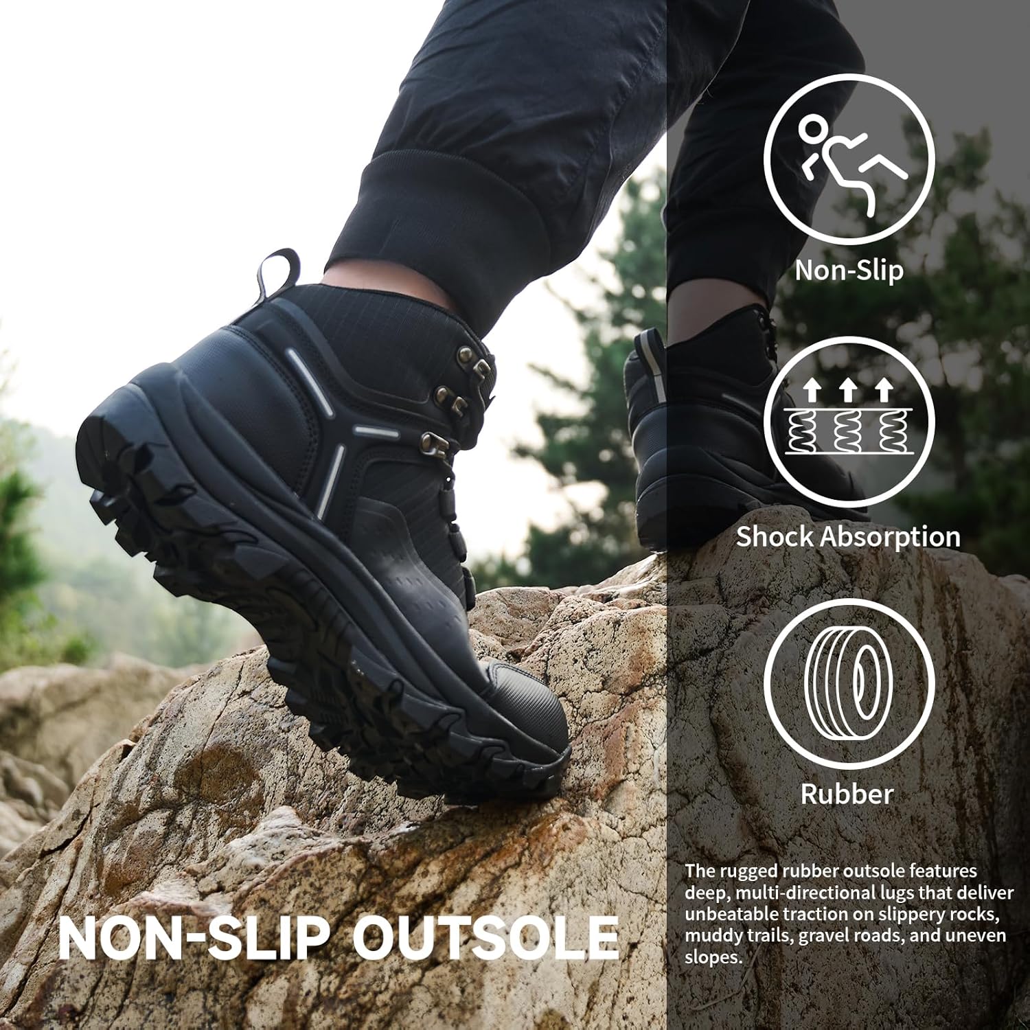 Women's Waterproof Hiking Boots Non-Slip Traction Ankle Support Breathable All-Day Comfort for Outdoor Trekking Camping Trail Walking