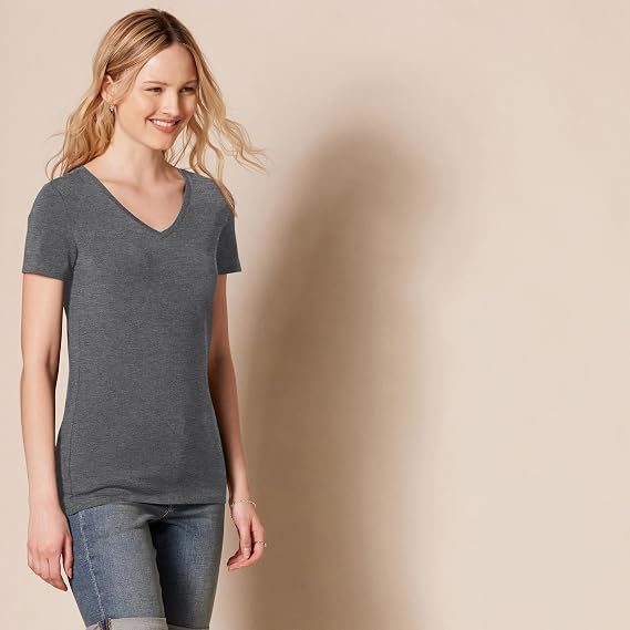 Amazon Essentials Women's Regular-Fit Short-Sleeve V-Neck T-Shirt