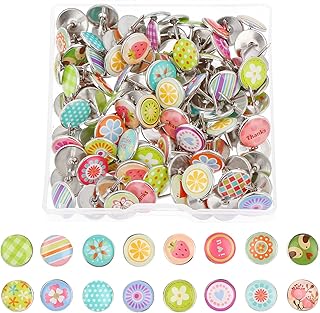 Grevosea 80 Pieces Push Pins for Cork Board, Decorative Push Pins Thumb Tacks Cute Steel Thumbtacks Map Pins for Bulletin Board Cork Boards Photos Wall Home Office Decors (Pattern Random)