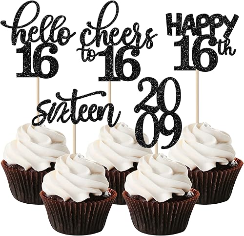 Miniatura 15 de Rsstarxi Paquete de 30 adornos para cupcakes de 15 cumpleaños con purpurina Mis Membrillo 15 desde 2010 Feliz 15º Cupcake Toppers Quince Cheers to