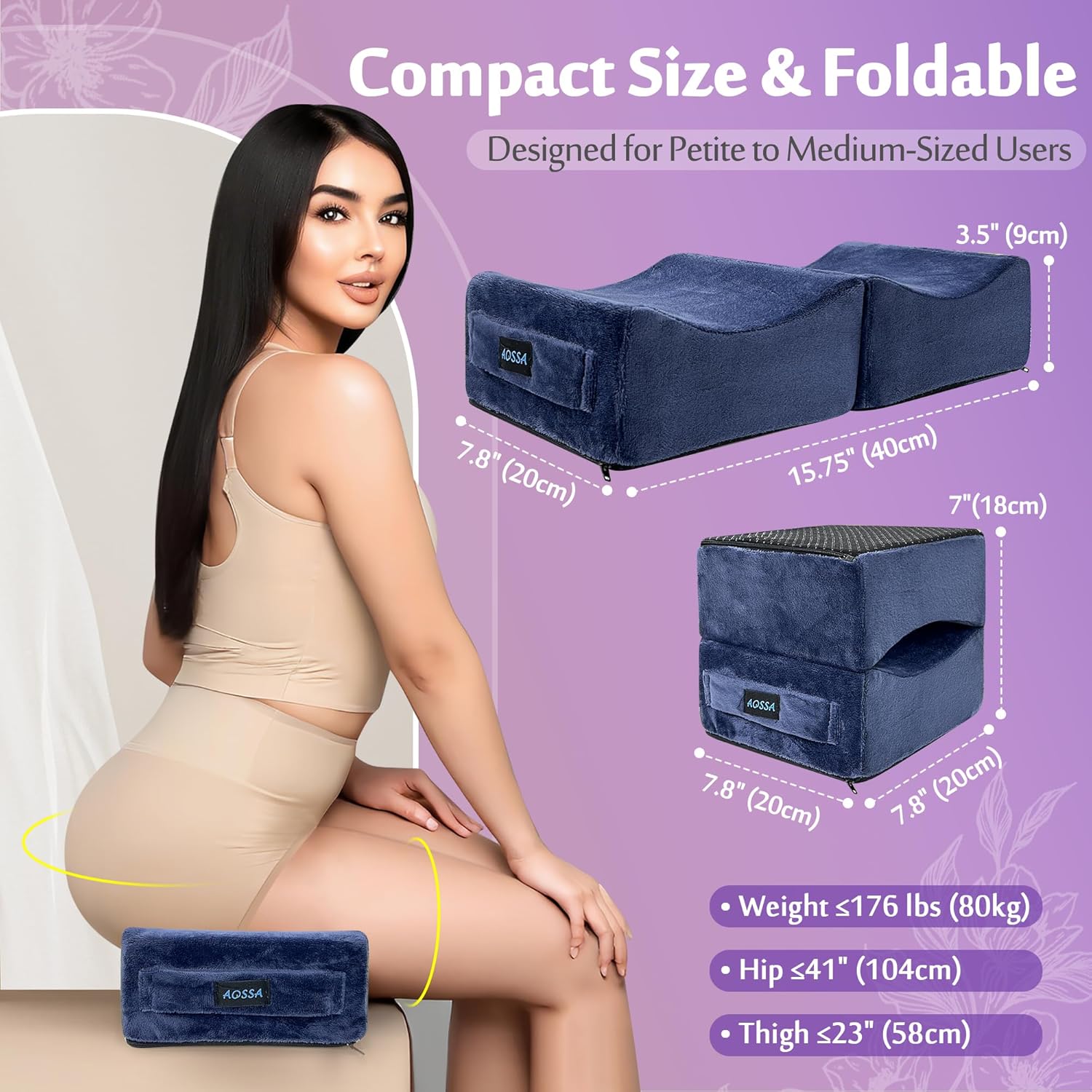 AOSSA Brazilian Butt Lift Pillow, BBL Pillow After Surgery for Butt Sitting, BBL Supplies Post Surgery, Booty Pillow for Home, Office Chair, Driving Car – Butt Lift & Recovery Foam Support Cushion