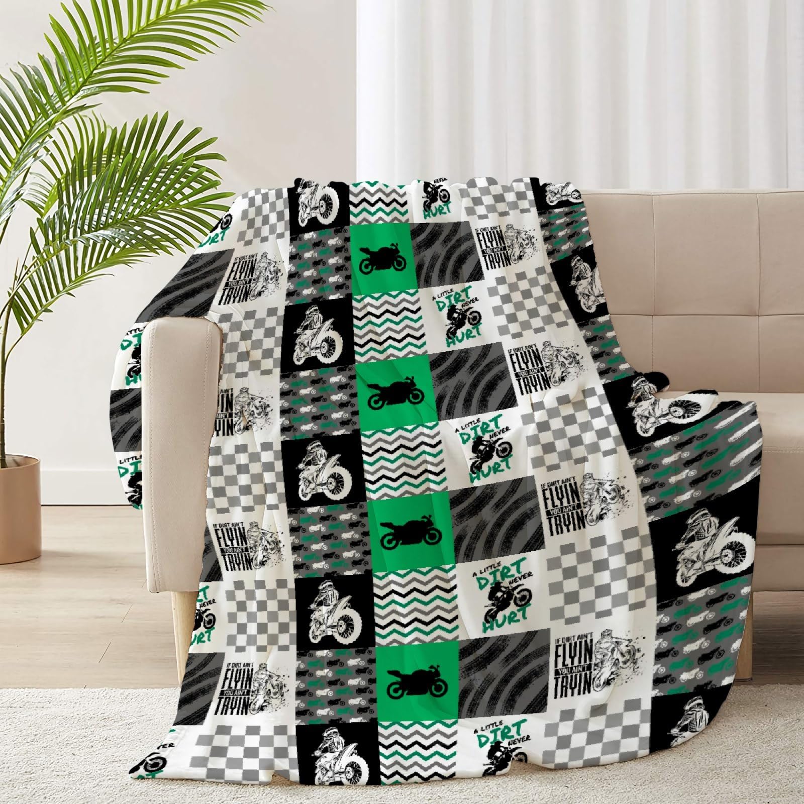 Dirt Bike Blanket Gift for Boys Kids Motorcycle Blanket Stuff