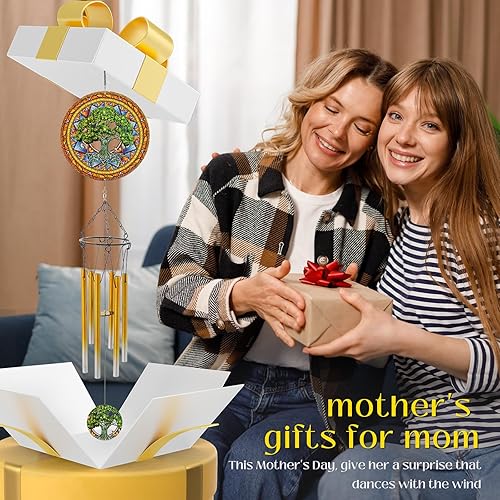 Vista 2 de Campanillas de viento con giroscopio del Árbol de la Vida, regalos para hombres, mujeres, jubilación, maestros, padres - decoración colgante