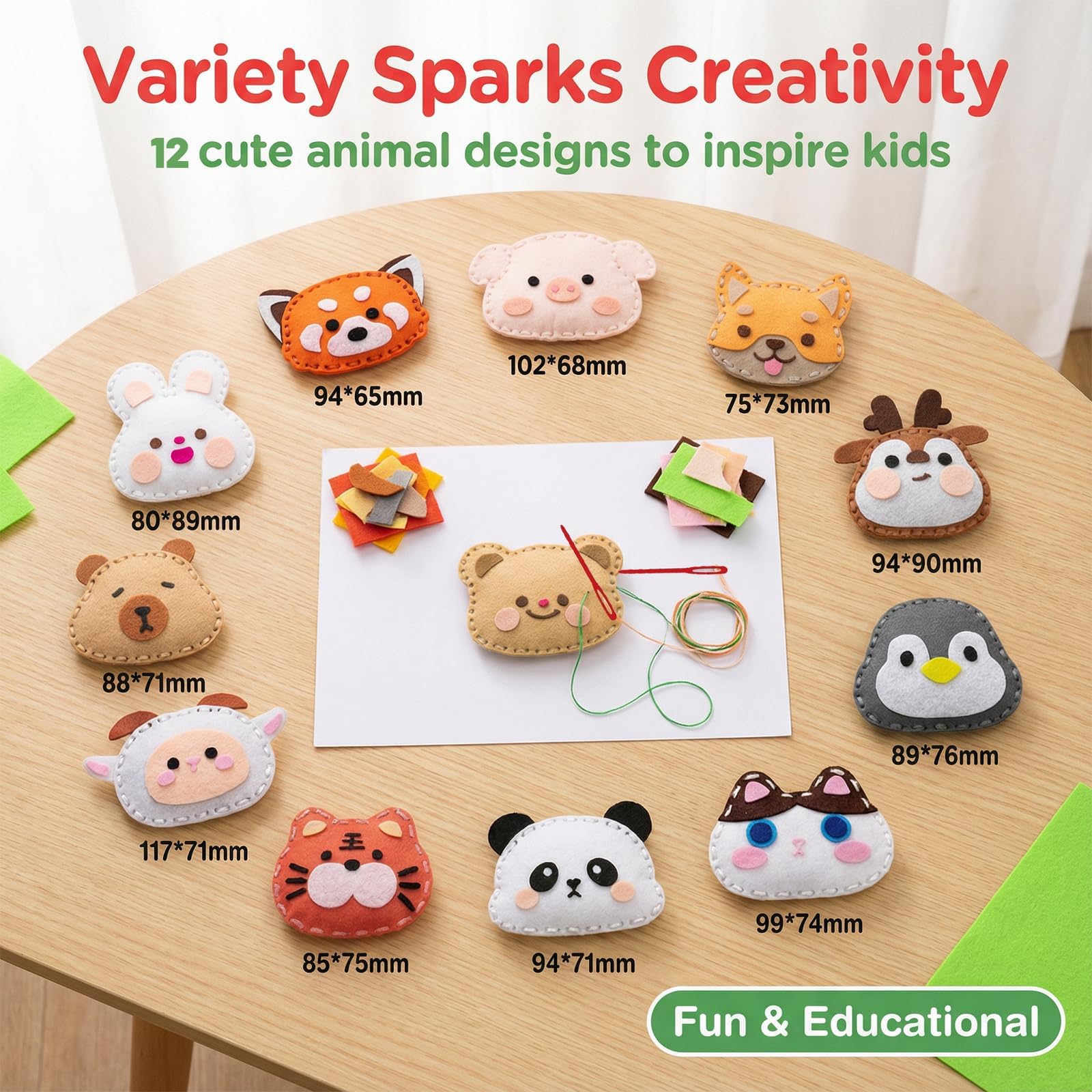 Ensemble De Couture en Feutre 12 Pièces Animaux Kit De Bricolage pour Enfants Débutants