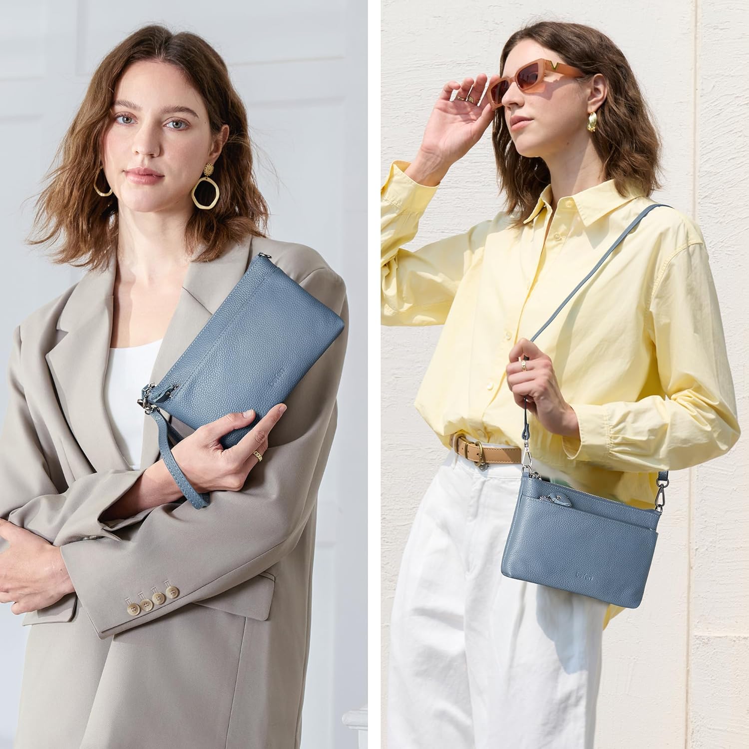 befen Genuine Leather Wristlet Clutch Wallet Purses with RFID Blocking, Small Crossbody Bags Shoulder Handbag for Women - Image 2