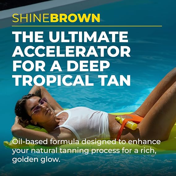 BYROKKO Shine Brown Tropical Tanning Accelerator Oil (145 ml), Super Active Tanning Oil for Maximum Tanning with Quick Results, Ideal for Sun Beds and Sun