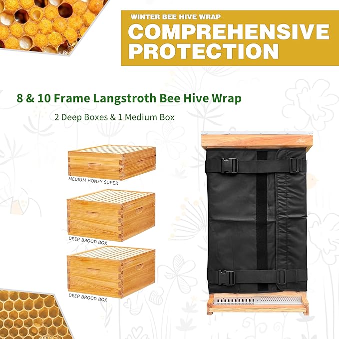 Winter Bee Hive Wrap para colmenas de 8 y 10 cuadros, ajustable miniatura 5