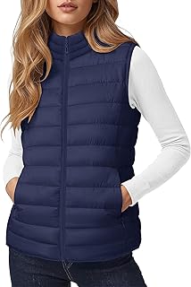 Women's Quilted Puffer Vest with Inner Pockets Winter Warm Lightweight Sleeveless Stand Collar Puffy Jacket 2026