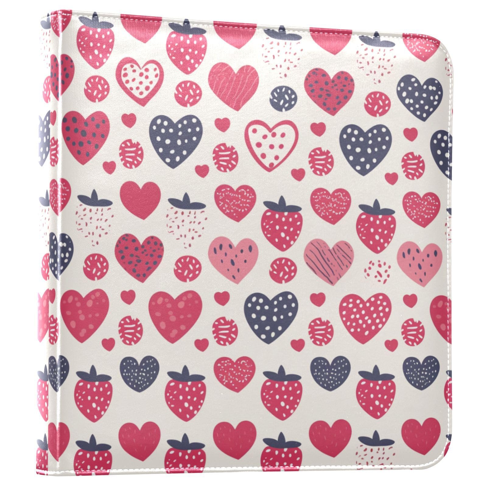 Kigai Strawberry Photo Album Self Adhesive Scrapbook Album Leather Cover DIY Picture Scrap Book with 20 Adhesive Sheets, 11.8x24x0.8 inch