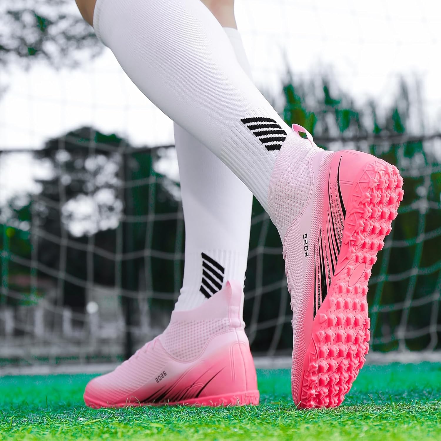 Soccer Cleats for Mens Womens Turf Soccer Shoes Indoor Footall Cleats High Ankle TF AG FG Football Boots Wide Training Sneaker - Image 2