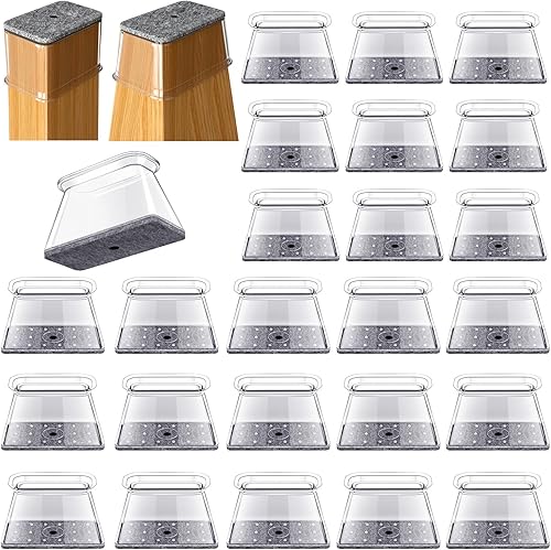 32 protectores rectangulares para patas de silla para madera dura, almohadillas de fieltro de silicona, fundas reductoras de arañazos y ruido,