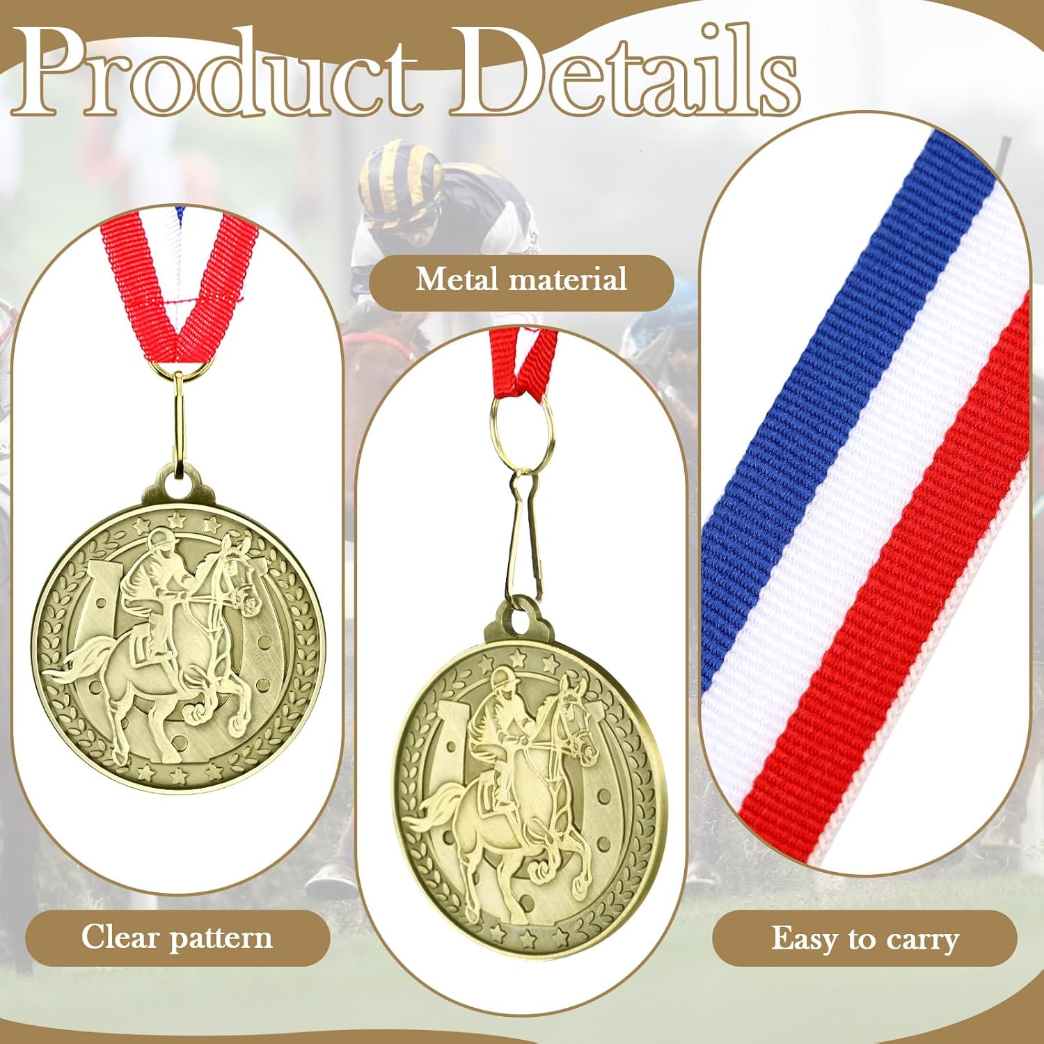 36 Pcs Derby Horse Medals Bulk Derby Race Horse Trophy Award Horsing Riding Race Gifts for Horseback Riding Tournaments Western Cowboy Party Supplies