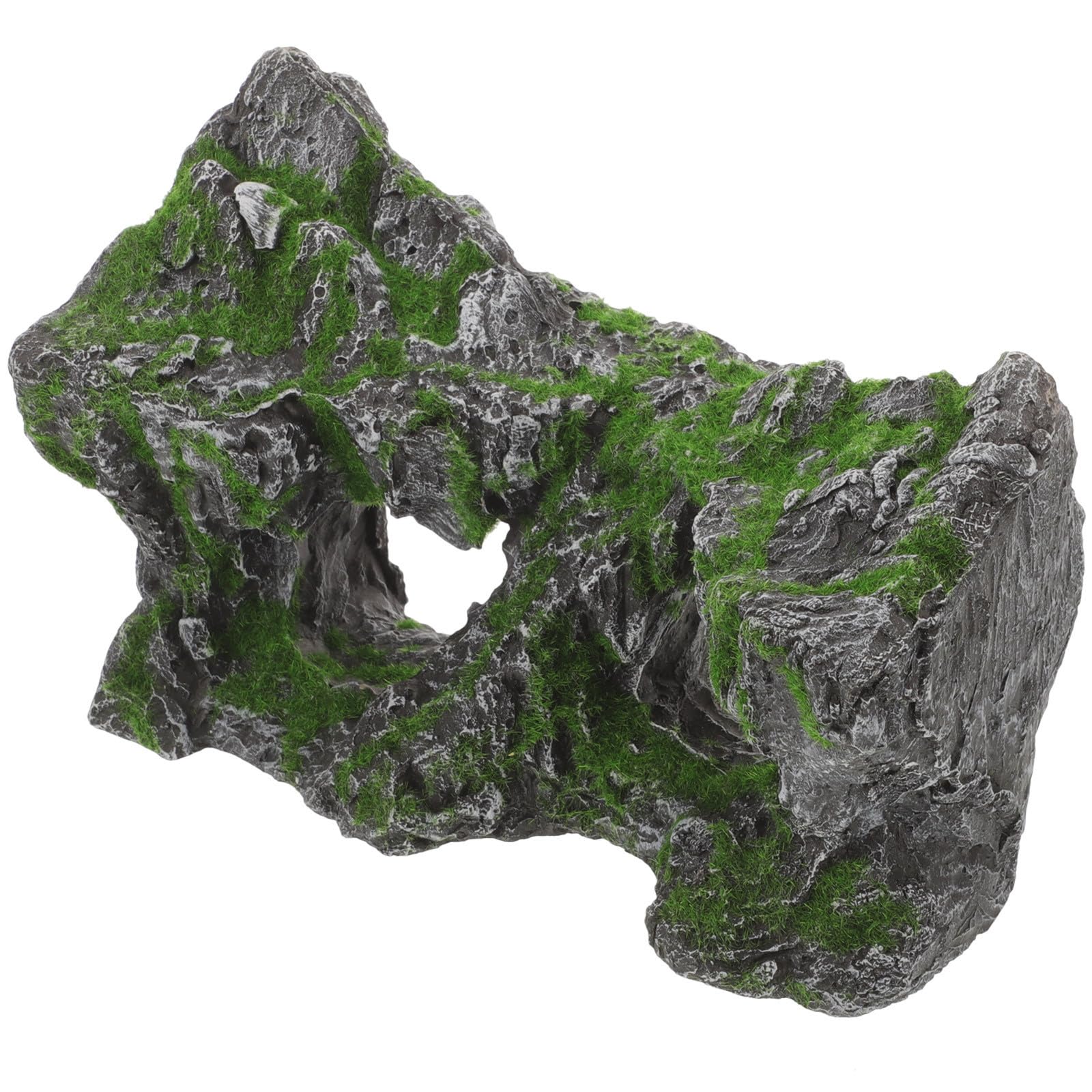 Rocalla Decorativa para Pecera, Paisaje de Montaña Verde,