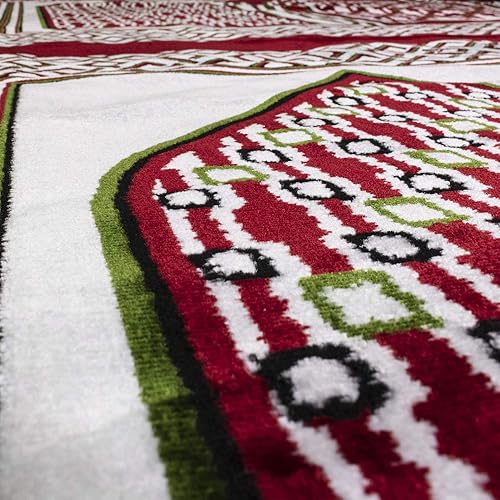Miniatura 2 de Modefa Alfombra turca de oración  Amplia alfombra de terciopelo para 12 personas, Namaz Sajadah Janamaz  Alfombra para grupo familiar (rojo)