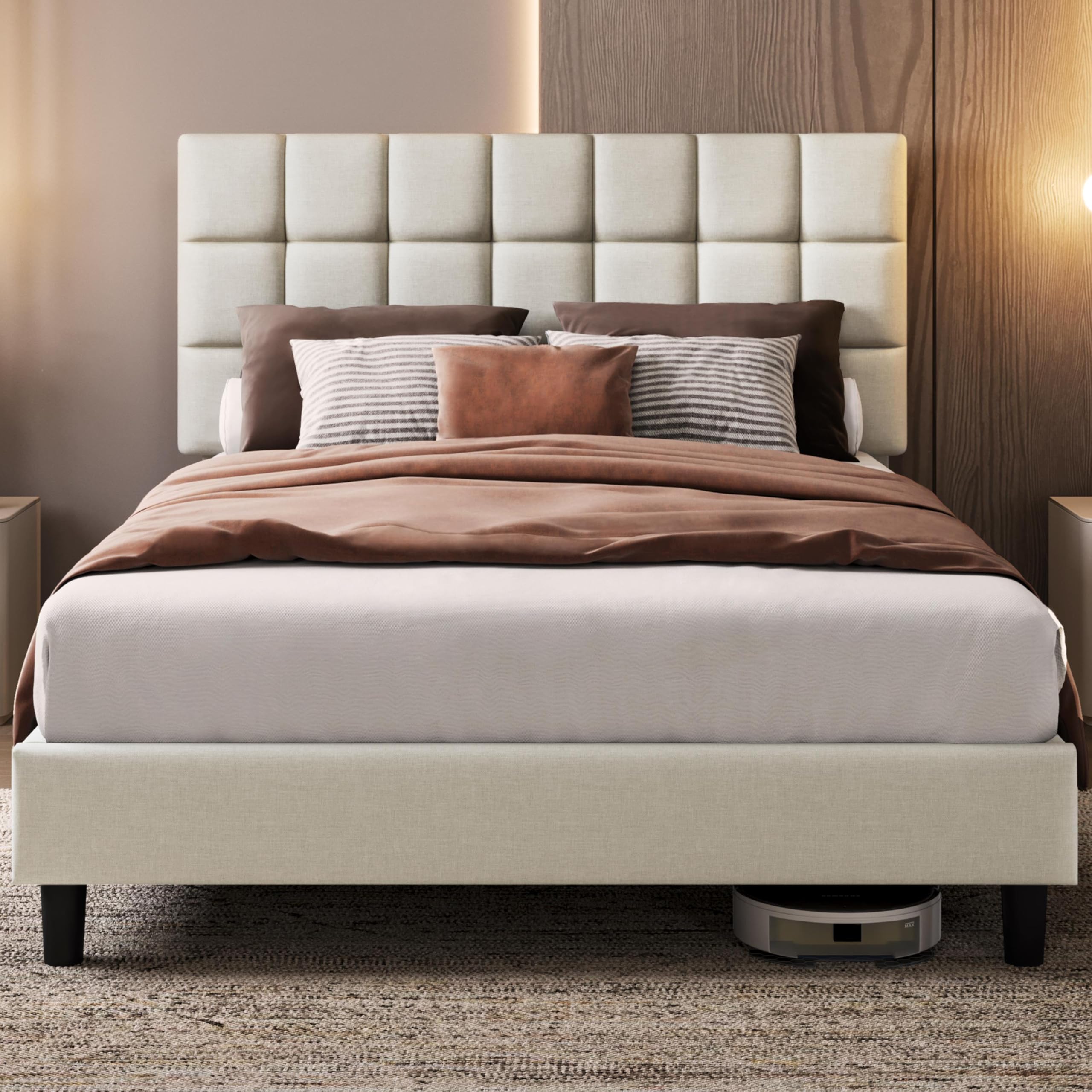 Yaheetech Polsterbett 140 x 200 cm Doppelbett mit Höhenverstellbarem Kopfteil – Bild 4
