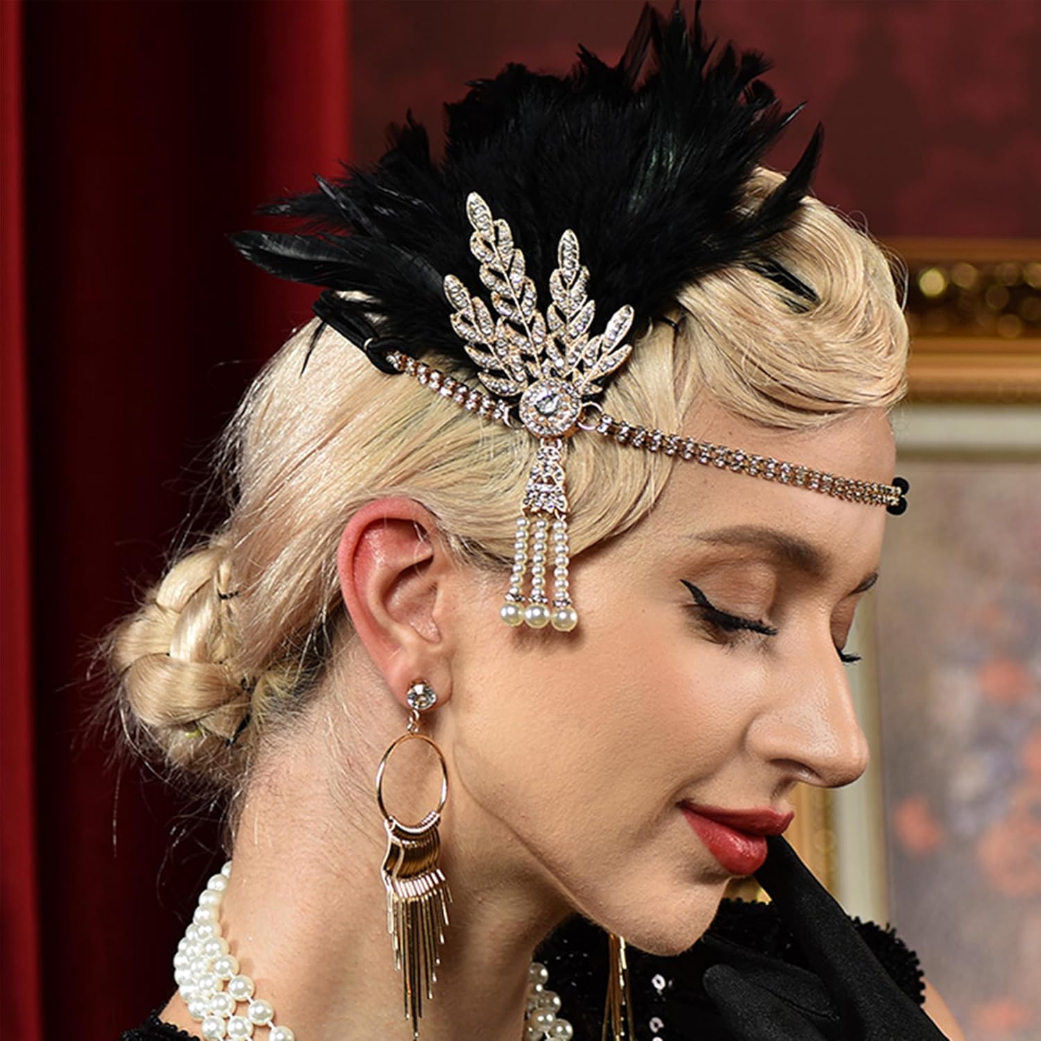 SAISI 1920s Flapper Gatsby Accessories Roaring 20's Accessories with Flapper Shawl Headband Vintage Design for Women