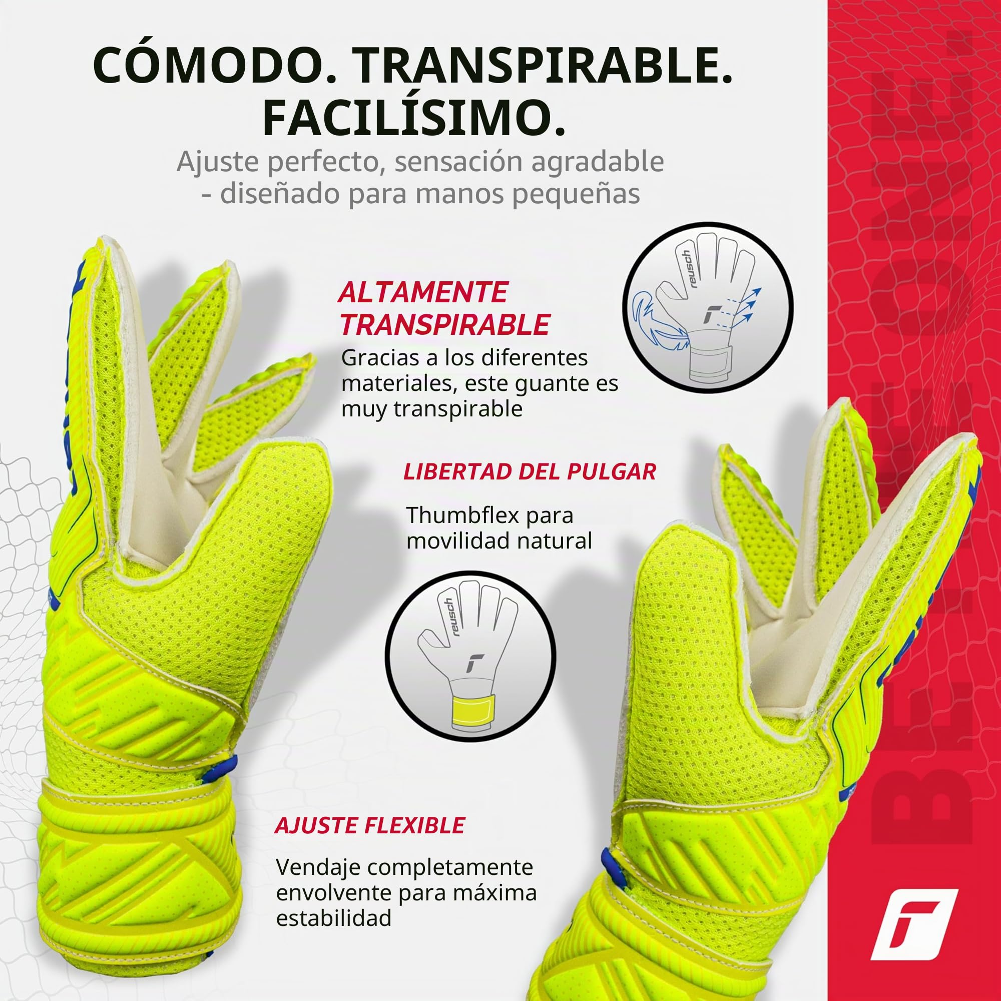 Guantes De Portero Reusch Attrakt Junior – Costura Exterior Y Látex Alemán, Adecuados Para Todas Las Superficies