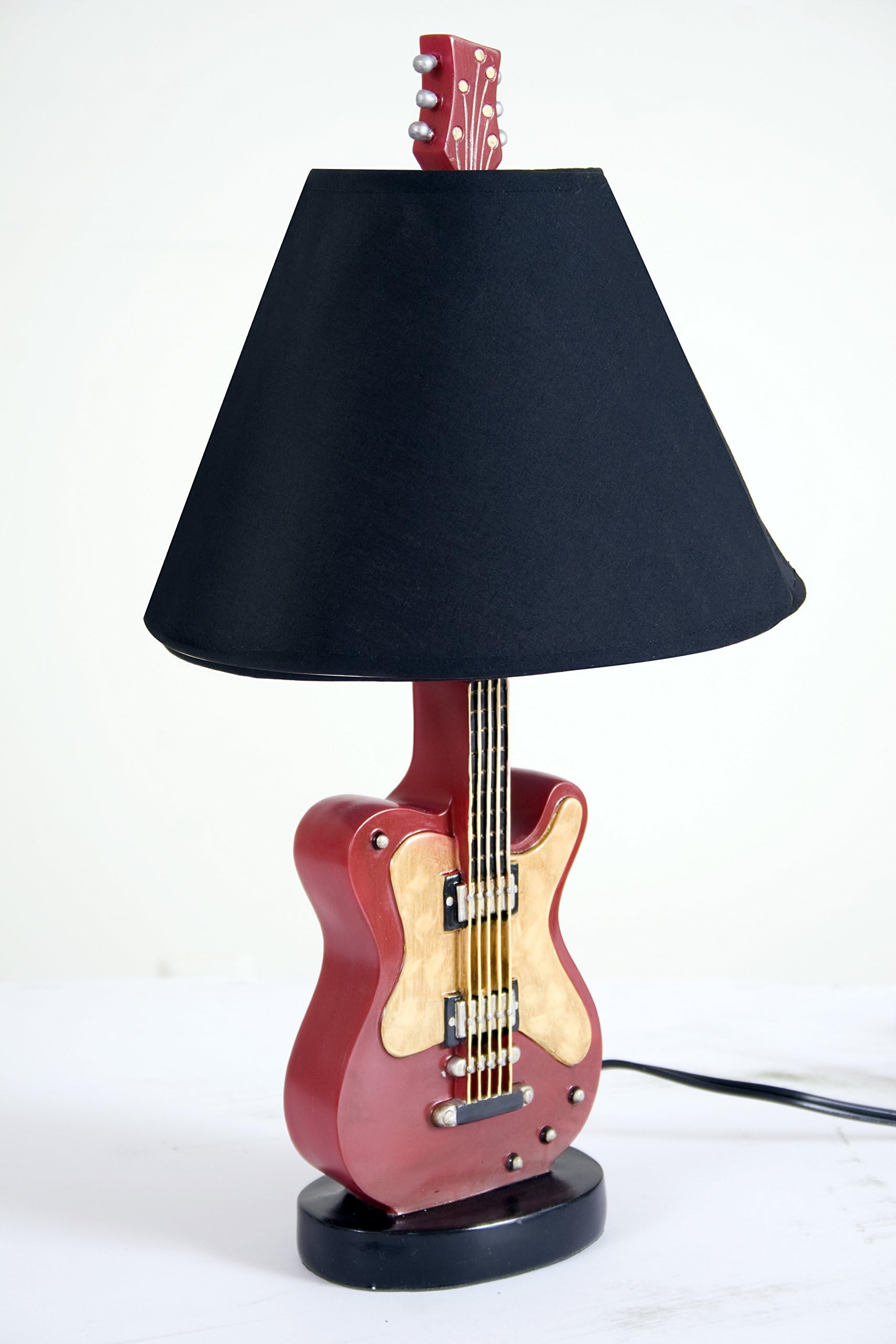 Ceramic Table Top Lamp Guitar Design. Beautiful Decoration Idea for Home Living Room, Kid or Adult Bedroom, Office Tabletop or Desktop.