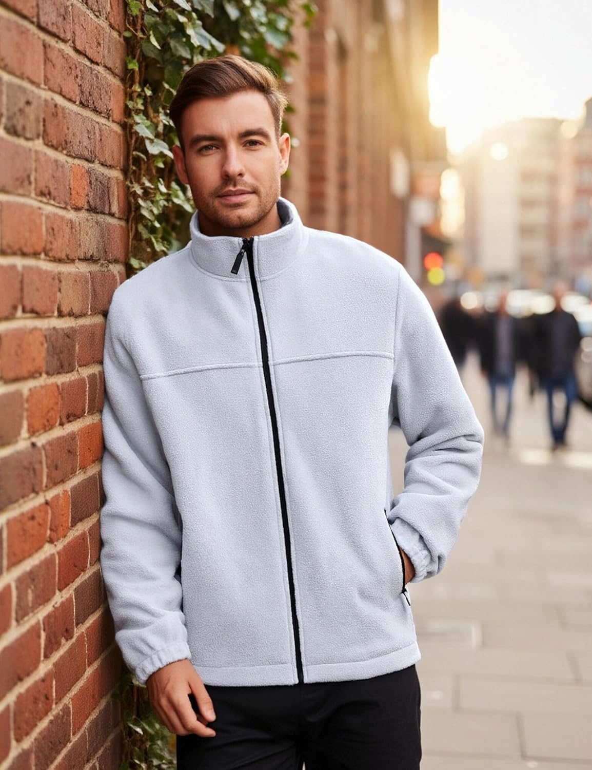 Men's Polar Fleece Jacket Full Zip Thick Winter Jackets for Men Soft Warm Outwear with Zipper Pockets