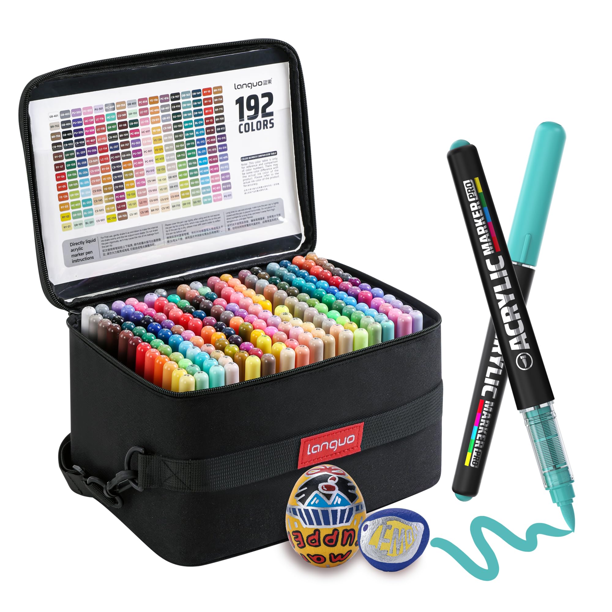 Photo 1 of languo 192 Colors Acrylic Paint Markers, Soft Brush Tip, Upgraded Ink