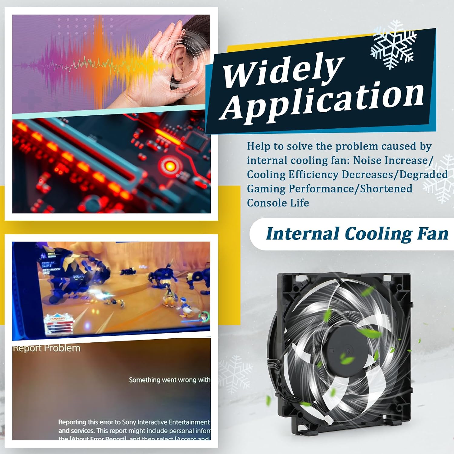 Internal Cooling Fan for Xbox One S Cooler Replacement CPU One S Console Cooling Fan with Repair Tools(5 Blades) image 2