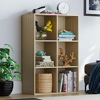 Vida Designs Durham Cube Bookcase Storage Organiser Living Room Bookshelf Home Office Furniture (6 Cube, Oak)