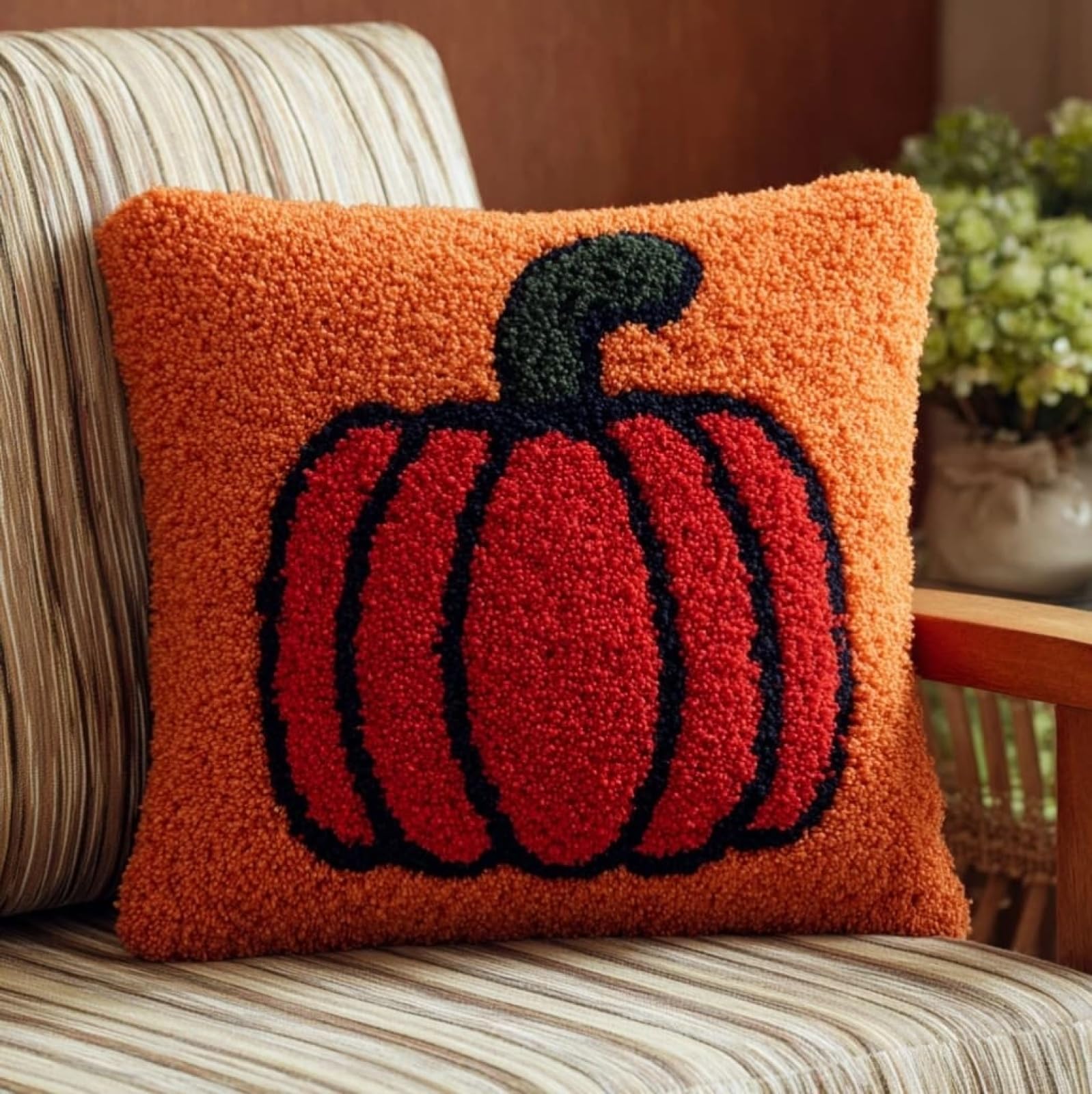 AxiangziK Latch Hook Kits 17x17in,Pumpkin