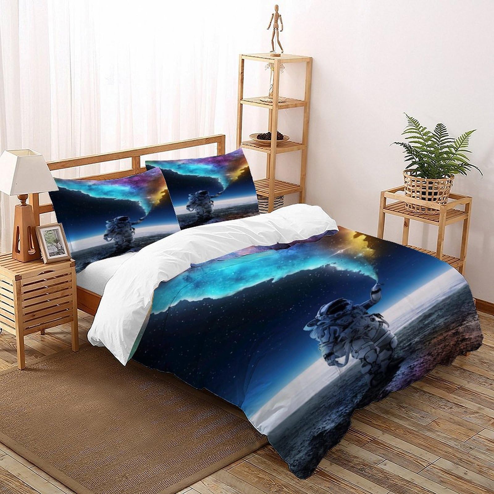 Housse de couette astronaute en microfibre premium parure de lit 3D