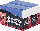 400 Card Sleeves Clear Loads for Cards,3"X4" Baseball Card Protectors,Premium Sleeves for Cards,Hard Plastic Card Holder for Trading Sports Football Game Cards (200 Hard Sleeves+200 Penny Sleeves)