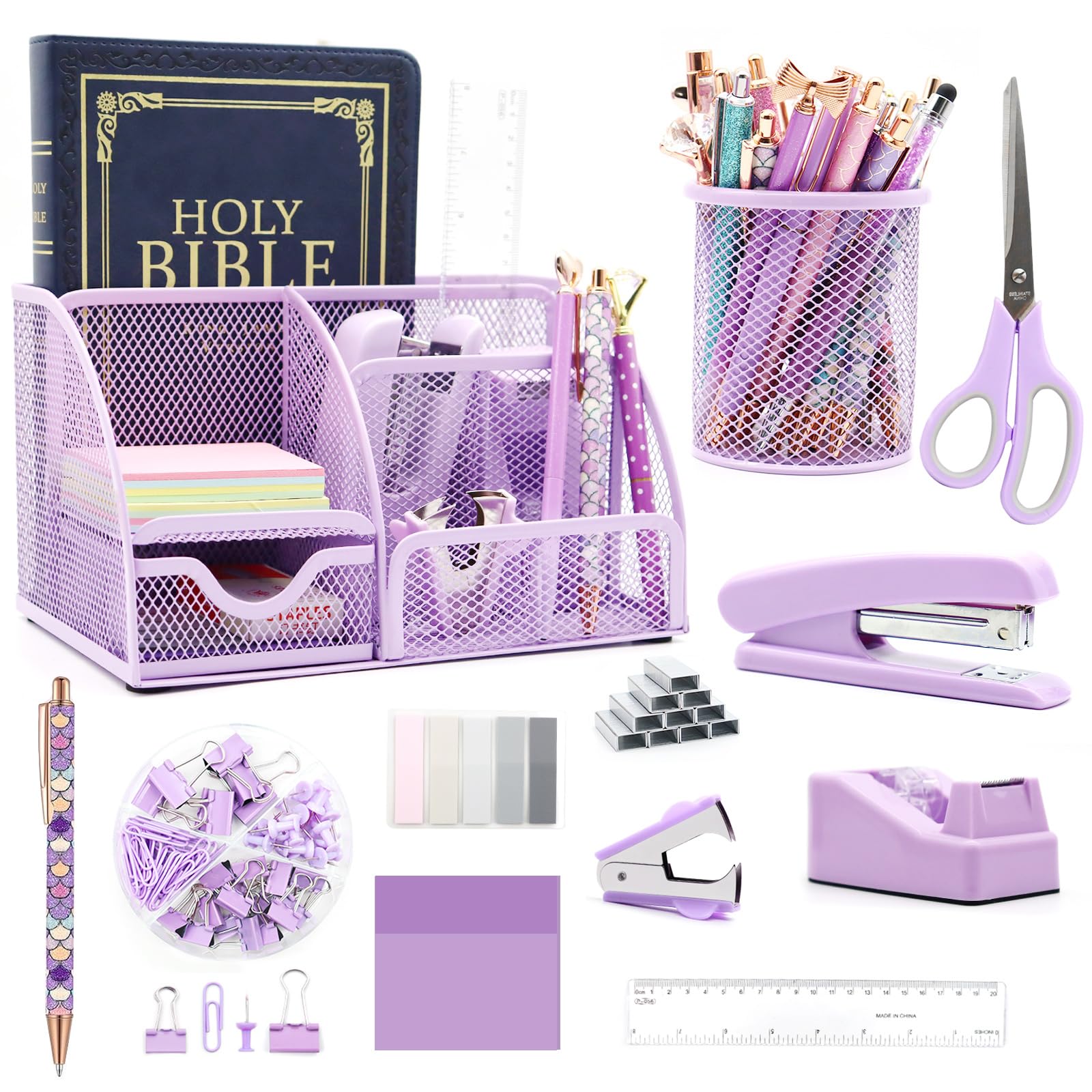 12 in 1 Purple Desk Organizers and Accessories Set, Gifts for
