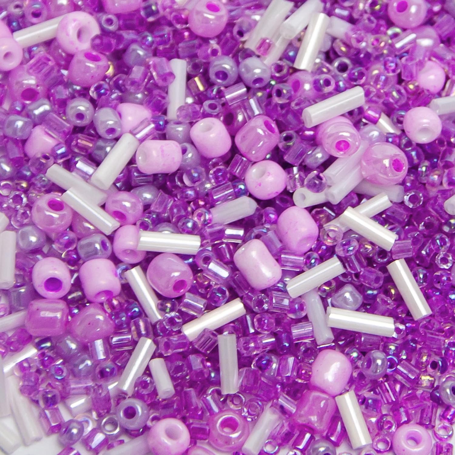 Niziky 1000PCS Mixed Glass Seed Beads Glass Bugle Beads, 1.54.5mm Purple Tube Loose