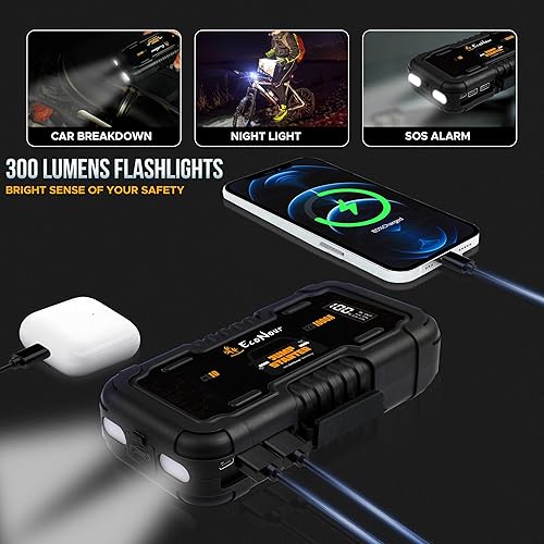 Miniatura 5 de EcoNour CS10 Arrancador de batería de coche de 1000 A, portátil, batería de coche de 12 V hasta 7 L de gasolina5.5 L diésel, arrancador de coche con