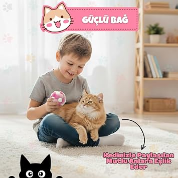 Çıngıraklı Ponpon Kedi Oyuncağı - Renkli İnteraktif Peluş Top - Zilli Yuvarlanan Kedi Topu - Çiğneme ve Tırmalama İçin Uygun - Hafif ve Dayanıklı