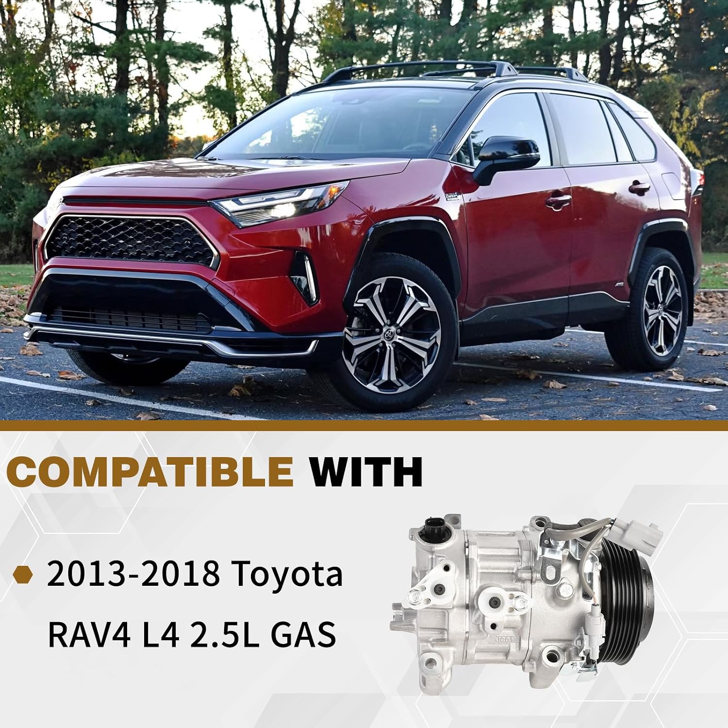 Air Conditioner AC Compressor with Clutch Compatible with 2013 2014 2015 2016 2017 2018 Toyota RAV4 2.5L L4 Replace CO29184C 198310 8832042140 197310 8832042150