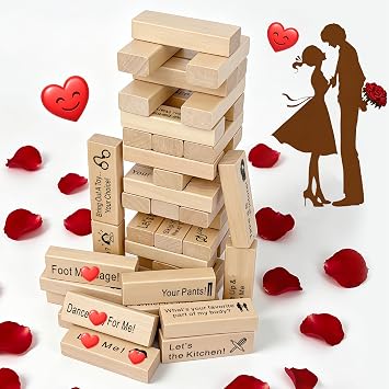 48 Blocks Adult Naughty Games, Couples Games for Adults Bedroom, Tumbling Tower of Passion for 2 Players, Freaky Wooden Stacking Blocks Game for Date Night Ideas, Valentines Day Gift for Lovers