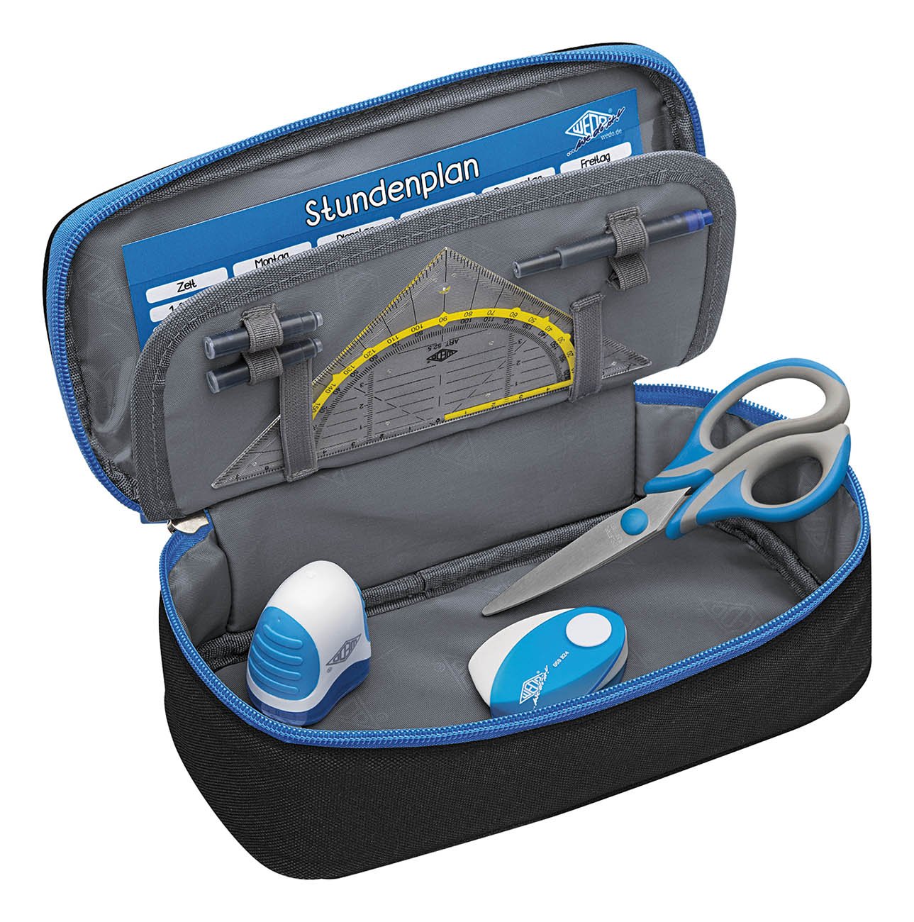 Wedo 24243010 Pencil Case with Inner Flap - Black/Blue, M - Image 3