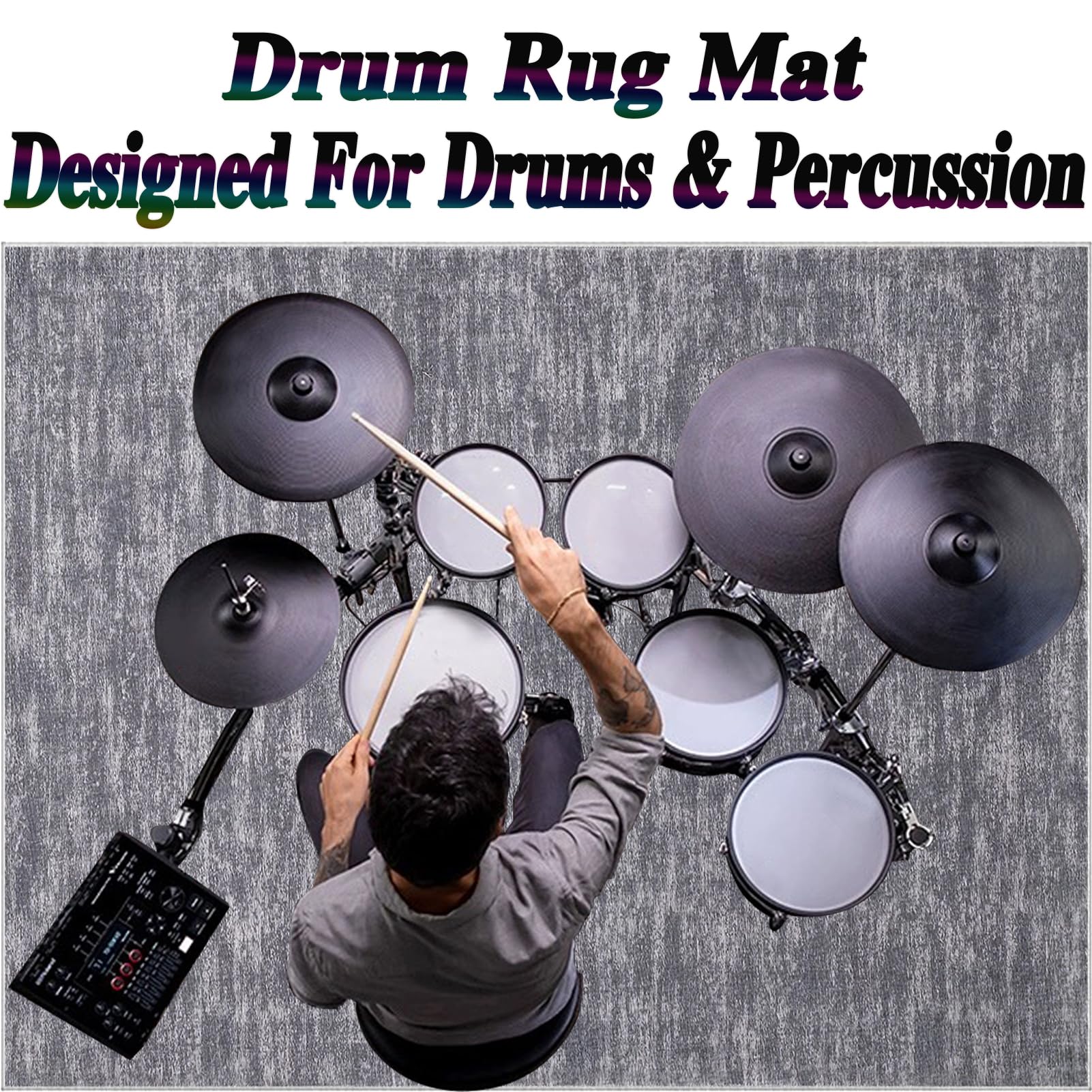 Tappeto Batteria Elettroniche Drum Tappeto Tappetino per Batterie Rullante Acustica Snare Drum Strumenti Musicali Tappeto Fonoassorbente for Pianoforte Tappeti Antiscivolo per Batteria 150 x 120 cm