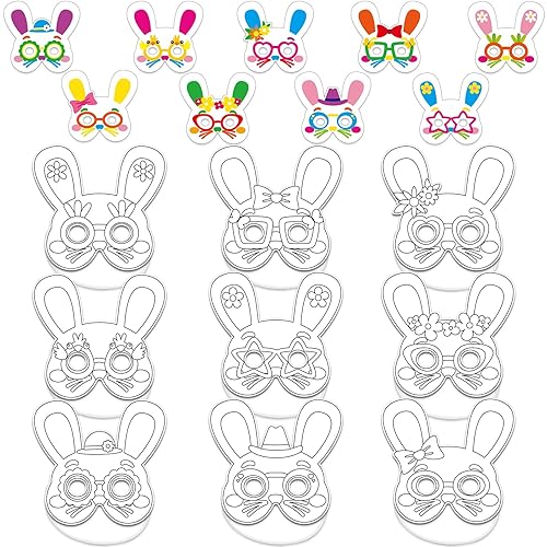 36 Set Easter Mask Crafts Bunny Coloring Masks Easter Activities