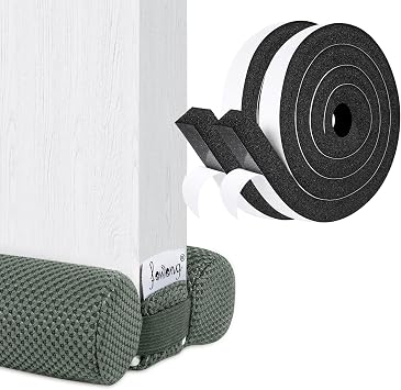 fowong Under Door Draft Stopper 32 Inch Adjustable Door Noise Stopper for Bottom of Door + Air Conditioner Window Seal 1 Inch X 1 Inch Thick AC Weather Stripping