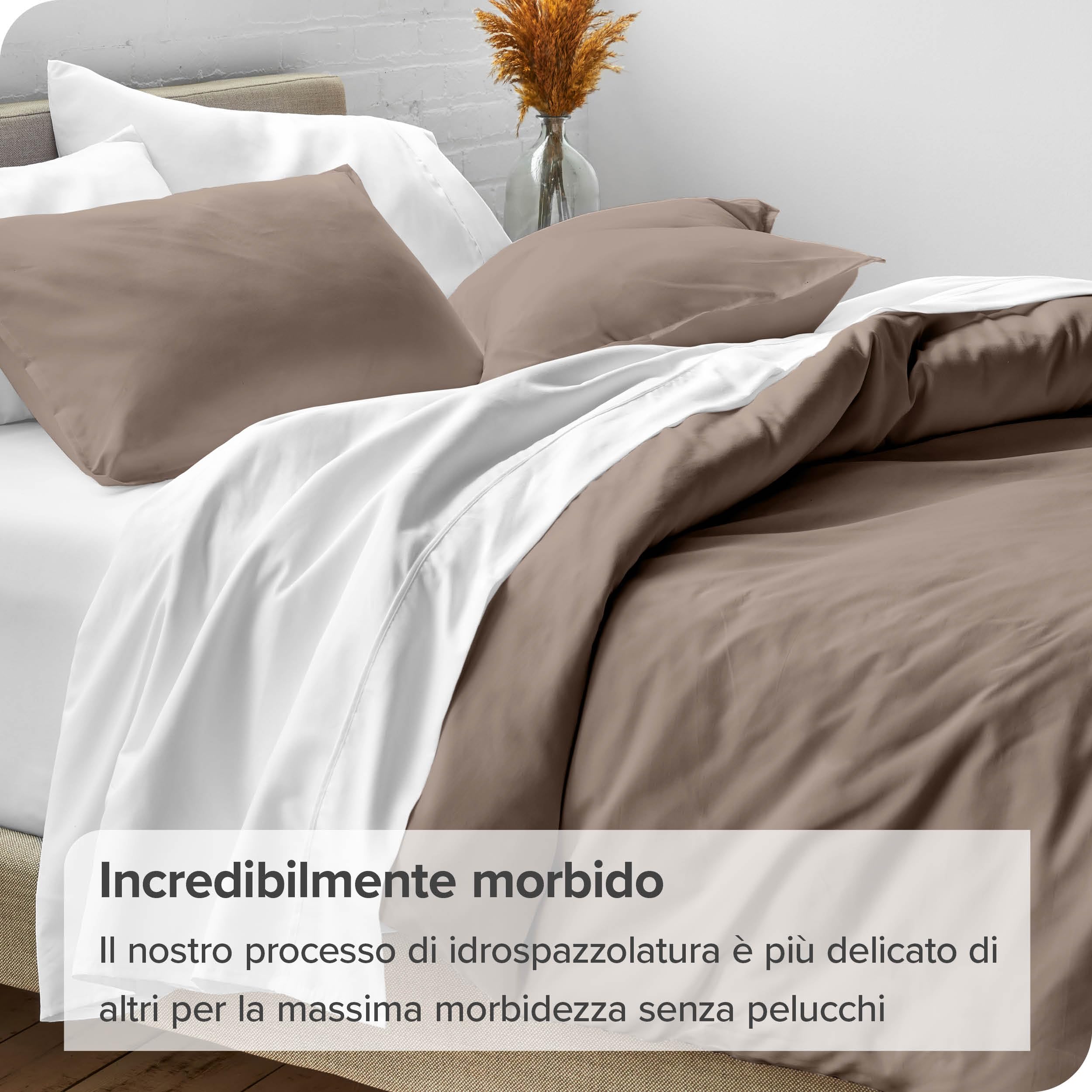 Bare Home Set Copripiumino Collezione Premium 1800 ultra morbida - Copripiumino leggero e fresco - Copripiumino dalla texture soffice (240 x 220/80 x 80 x 2, Tortora)