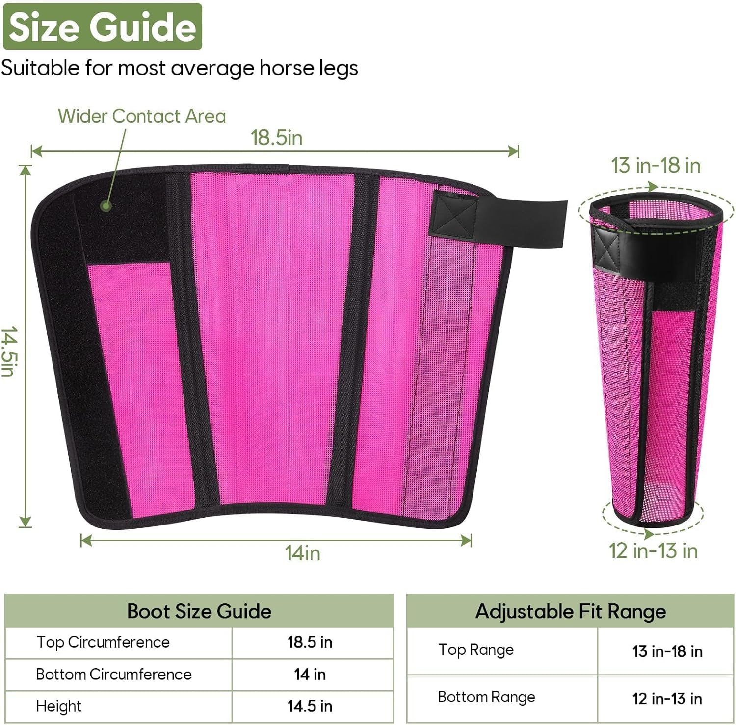 Fly Boots for Horses Set of 4, Horse Fly Boots with Reinforced Stitching, Extra-Wide Adjustable Hook & Loop Strap for Secure Fit, Breathable Mesh Fly Leg Wraps for Horse (4Pack, Pink)