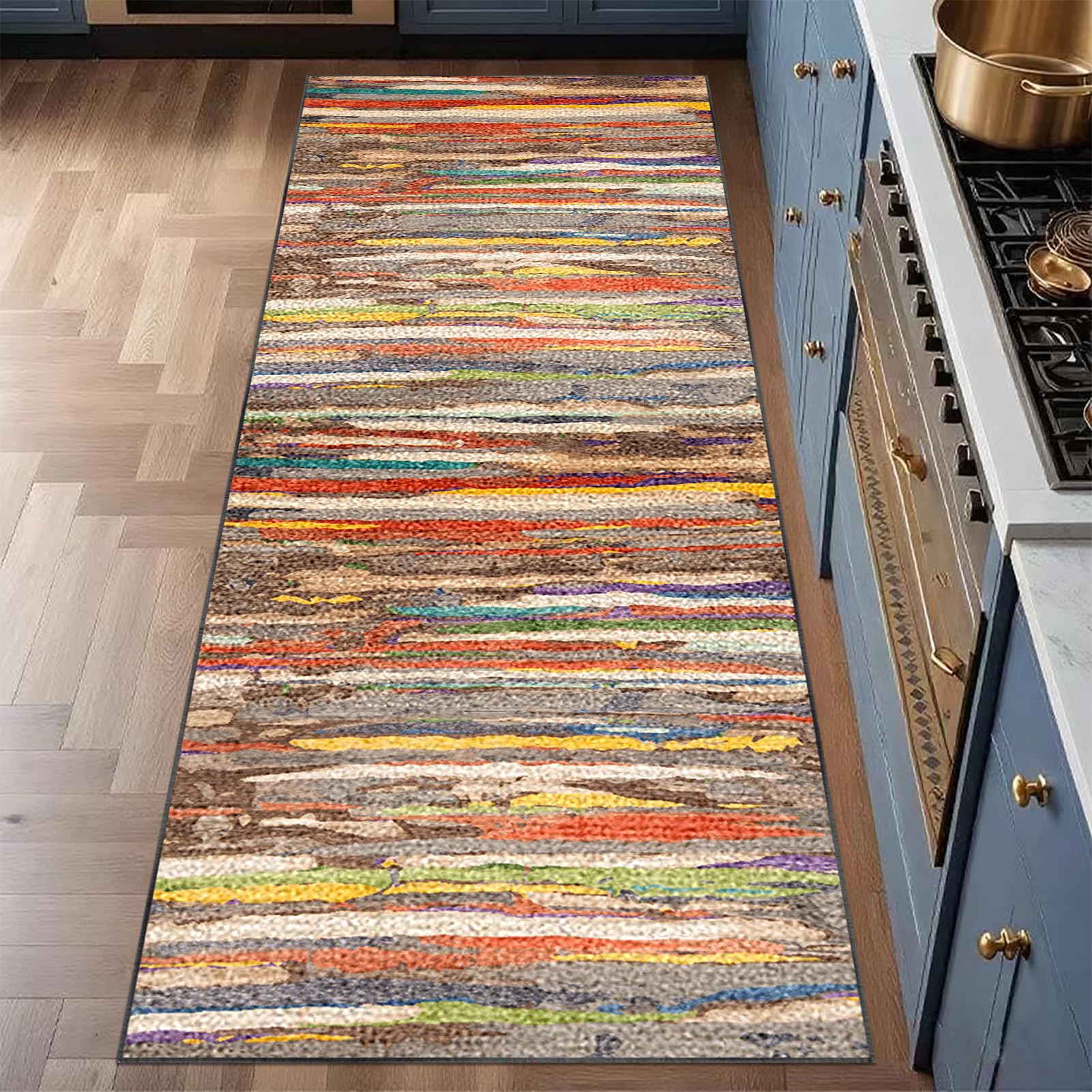 Laegnfho Runner Rug for Hallway Non Slip, Long Hallway Hall Runner, Runner Rugs for Kitchen Mat, Narrow Rugs Washable for Bedroom, Laundry Room, Kitchen, Entrance, Corridor 60 x 130 cm