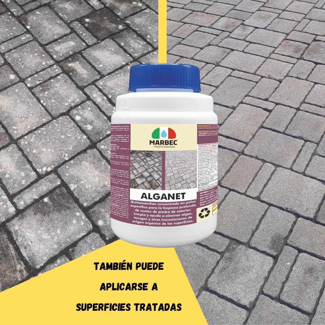 MARBEC ALGANET 4KG Detergente para la eliminación de algas, mohos, líquenes e incrustaciones biológicas en suelos y paredes