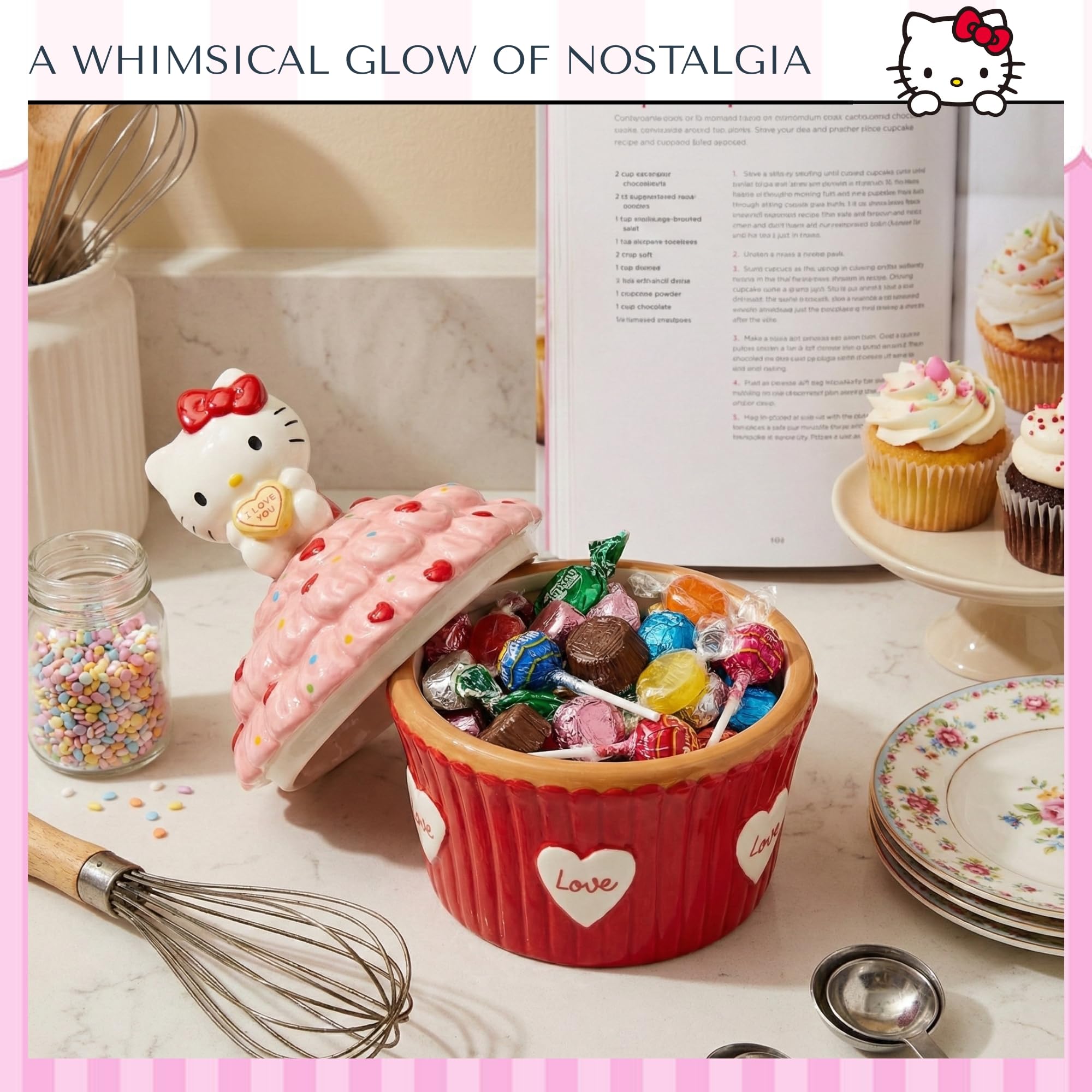 Amazon.com: Blue Sky Clayworks Hello Kitty Cupcake Candy Jar, 6