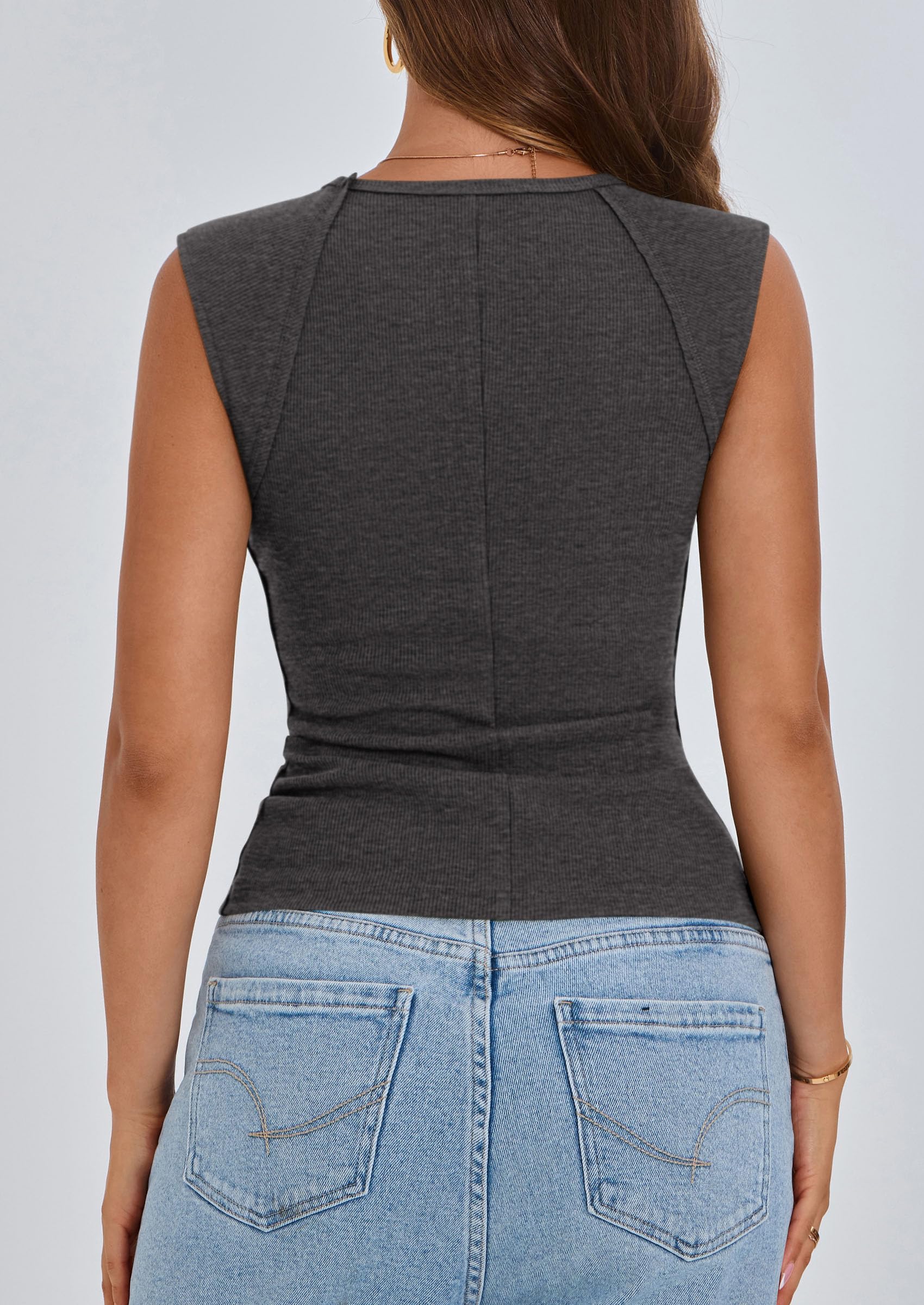 PRETTYGARDEN Women's Ribbed Tank Tops 2026 Summer Cap Sleeve Slim Fitted Knit Basic Casual Tee Shirts Trendy Fashion Clothes — view 50