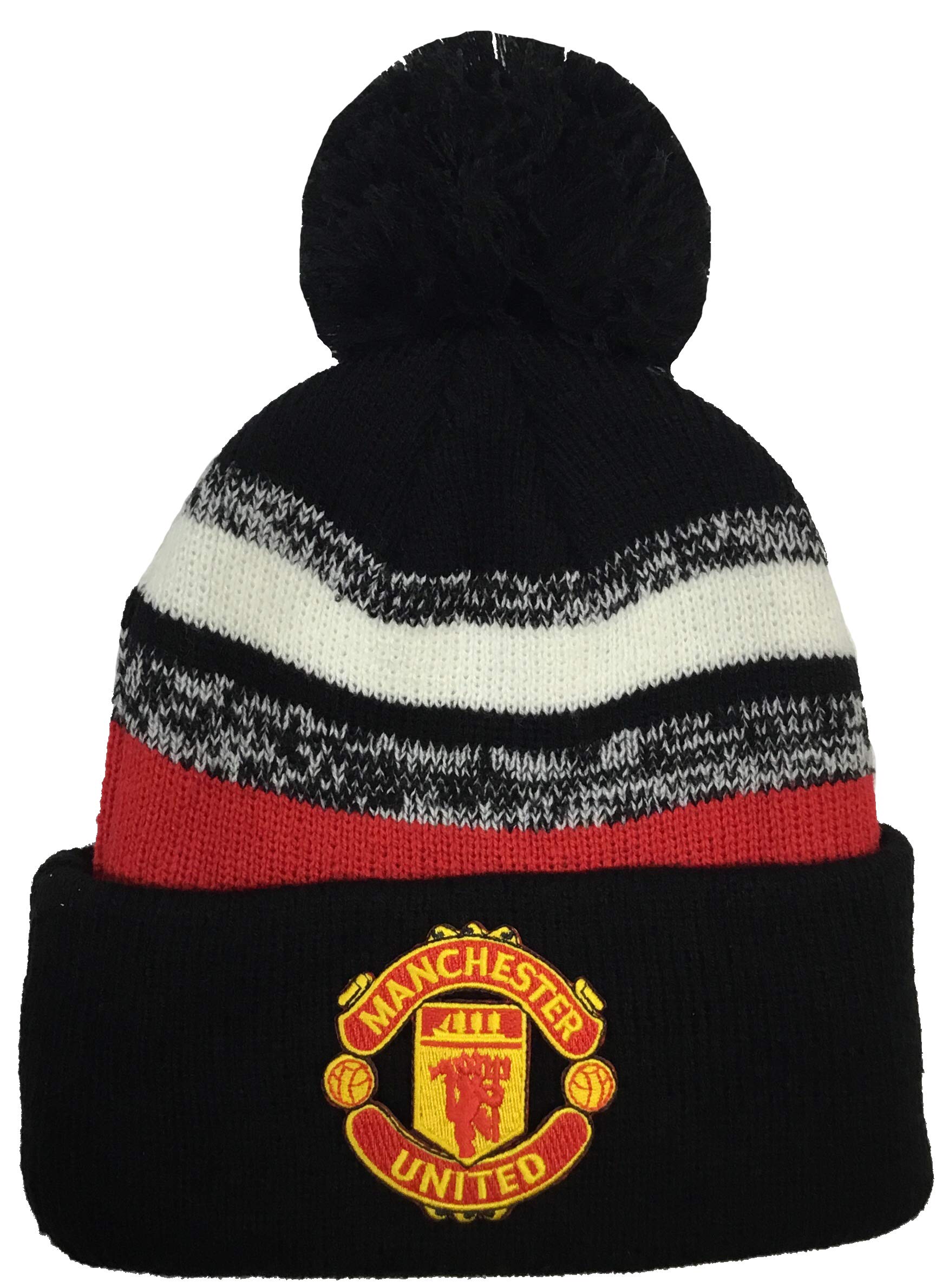 Manchester United Soccer Beanie POM POM Black RED White