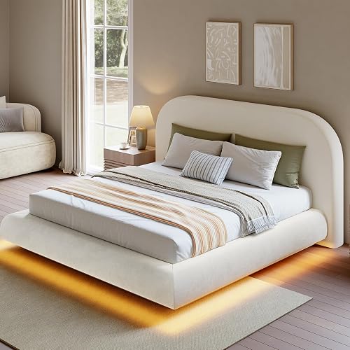 King Size Floating Cloud Bed Frame with 5" Thick Headboard