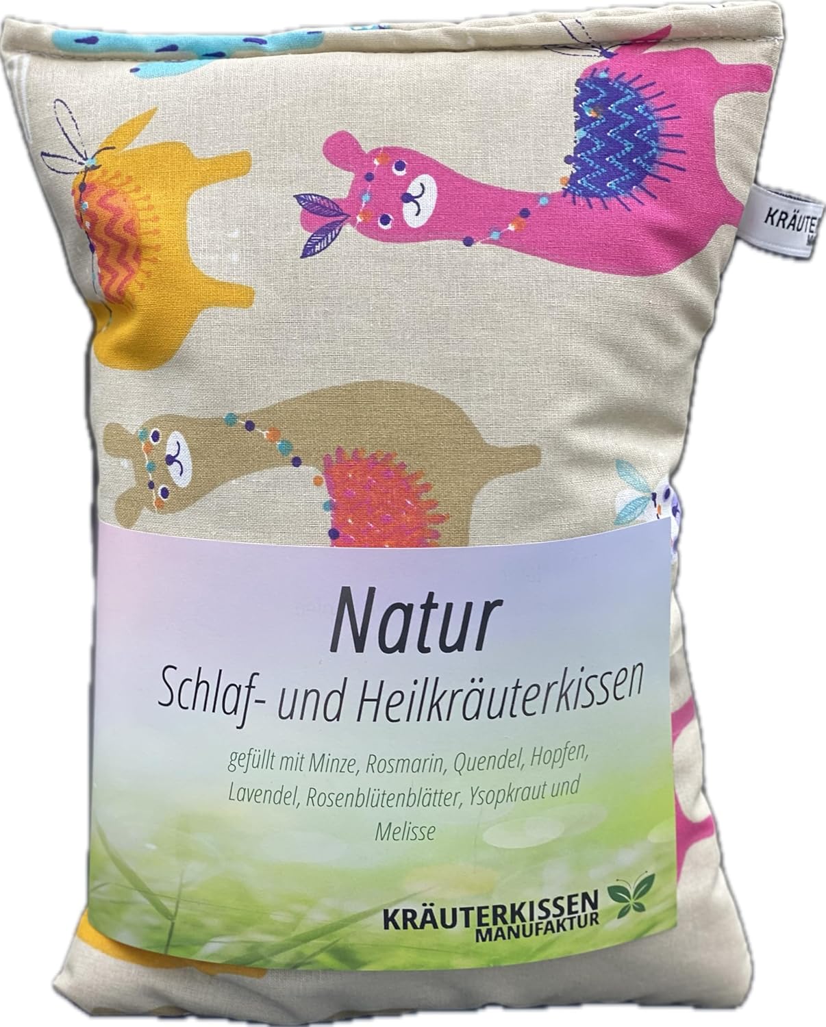 Herbal Pillow, Natural Sleeping and Healing Herb Pillow, 25 x 20 cm, Filled with 8 Different Medicinal Herbs, Including Soothing Sleep Aid, Design Llama