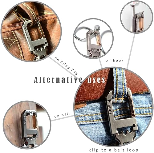 Miniatura 5 de Hephis Llavero sólido con práctico abridor de botellas, gestión de llaves resistente, llaveros de coche duraderos para hombres y mujeres (negro mate