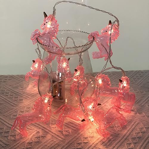 Miniatura 10 de Guirnalda de luces LED para habitación de los niños, lindo animal de unicornio, caballo para vacaciones, pared, ventana, árbol, luces decorativas,